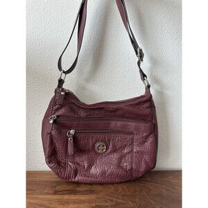 Giani Bernini Faux Pebbled Leather Medium Hobo 7 Pockets Crossbody Wine